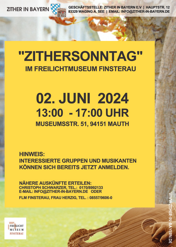 Flyer Zithersonntag im Freilichtmuseum Finsterau