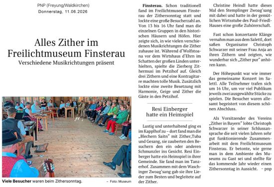Pressebericht Zithersonntag 2026 im Freilichtmuseum Finsterau