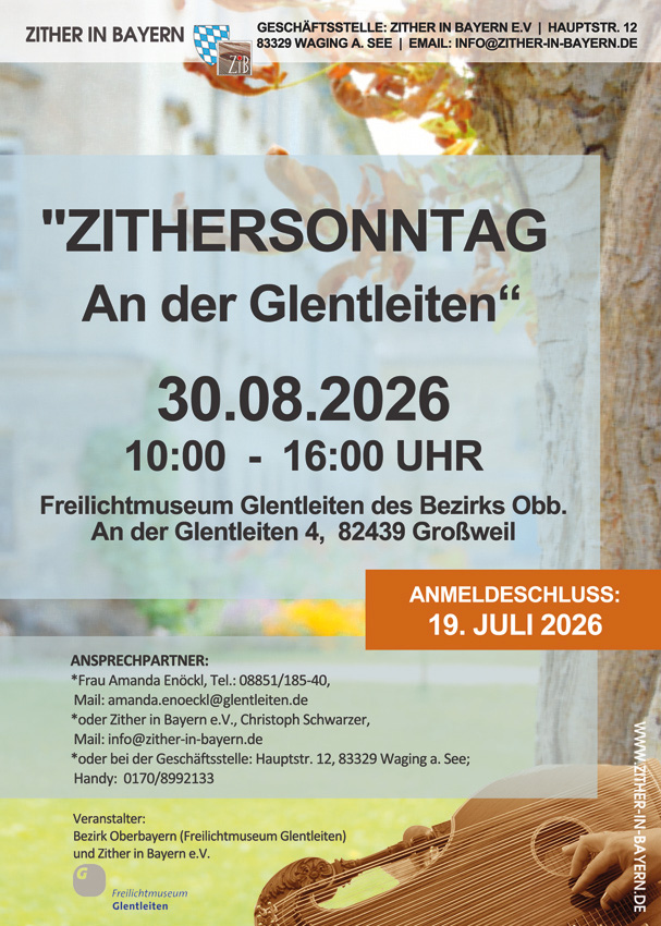 Flyer Zithersonntag im Freilichtmuseum „An der Glentleiten“